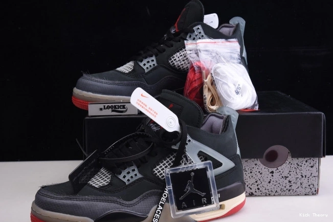 Kicked Out Shoe Store Jordan Bred White Air x Off Retro 4 CV9388-001 0710
